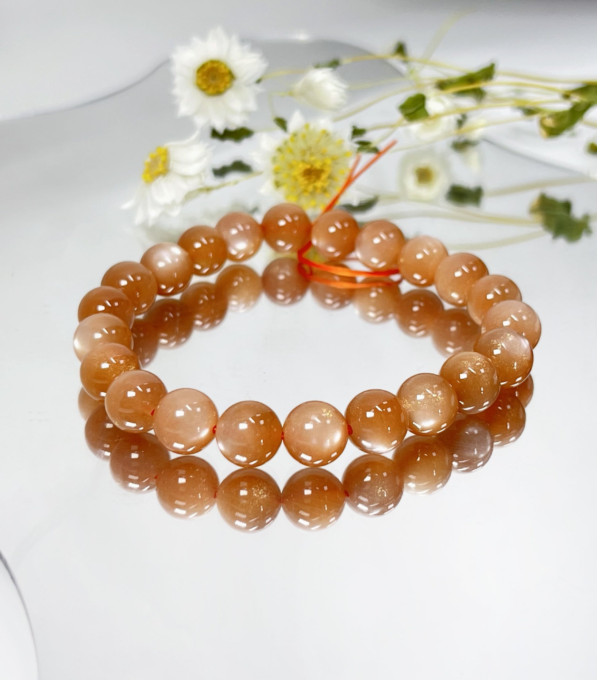 天然太陽石 橙月光 水晶手鏈Sunstone 8mm
