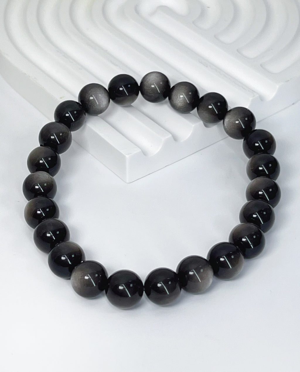 銀曜石 Silver Obsidian 8 mm