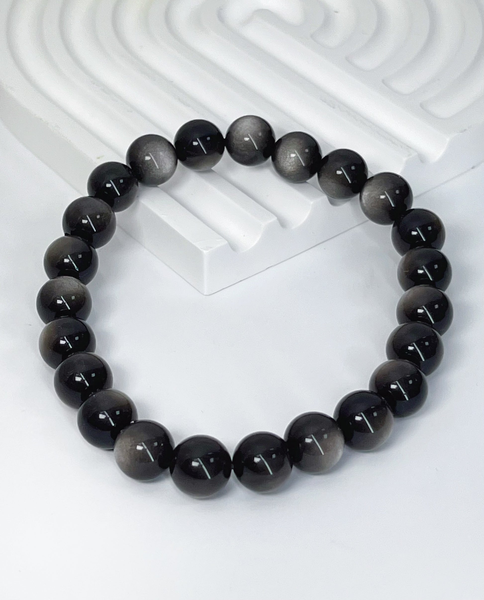 銀曜石 Silver Obsidian 8 mm