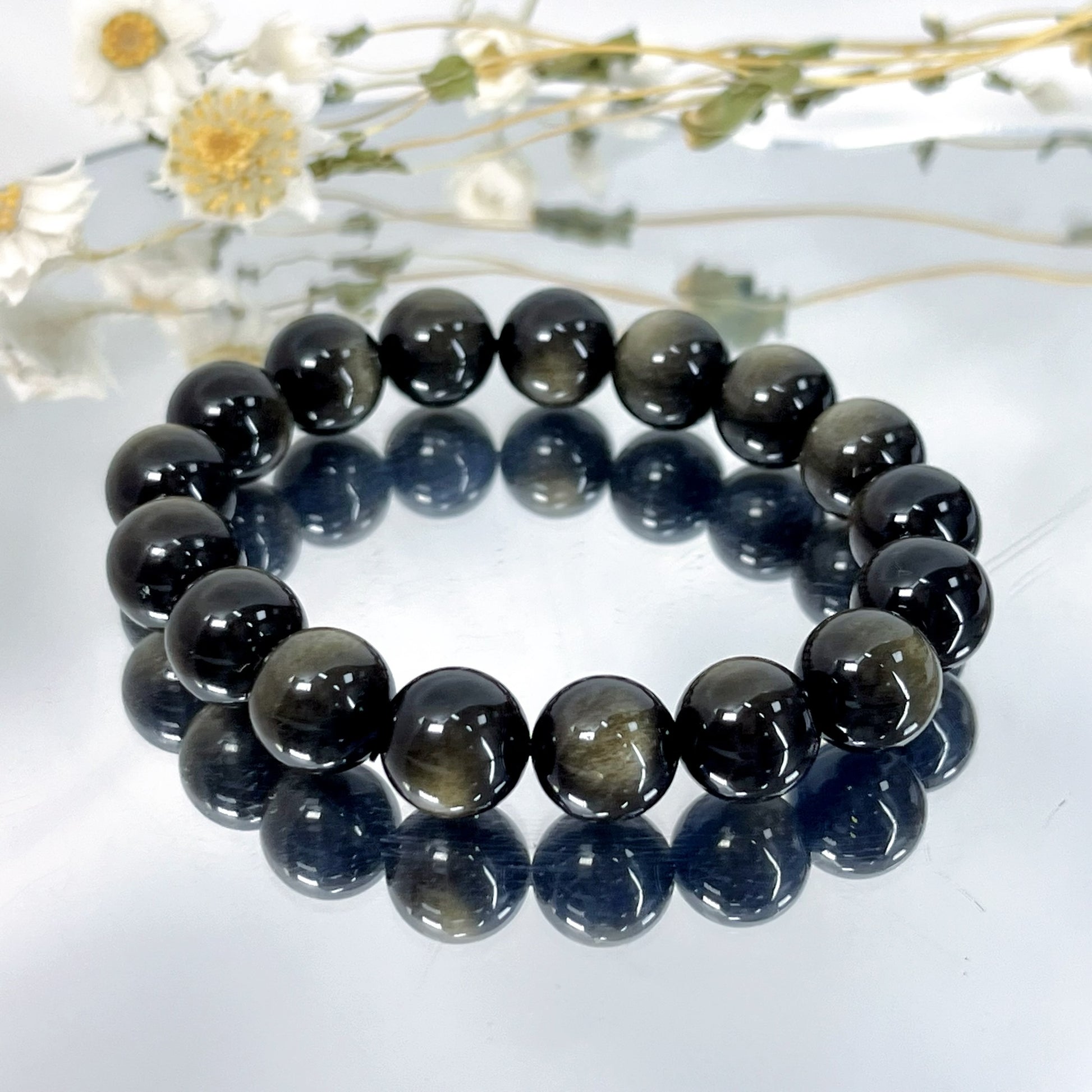 金曜石 Golden Sheen Obsidian 12mm