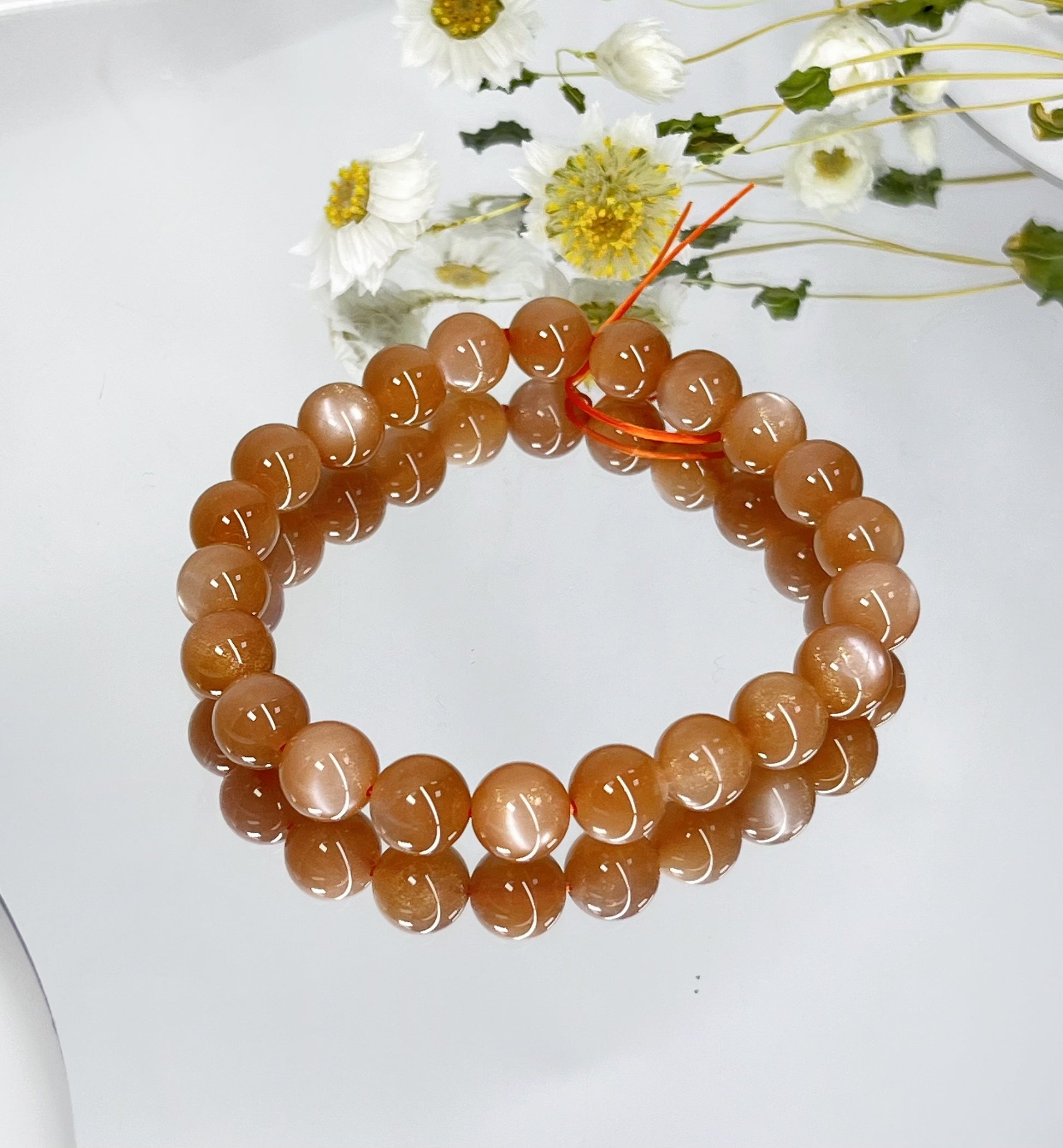 天然太陽石 橙月光 水晶手鏈Sunstone 8mm