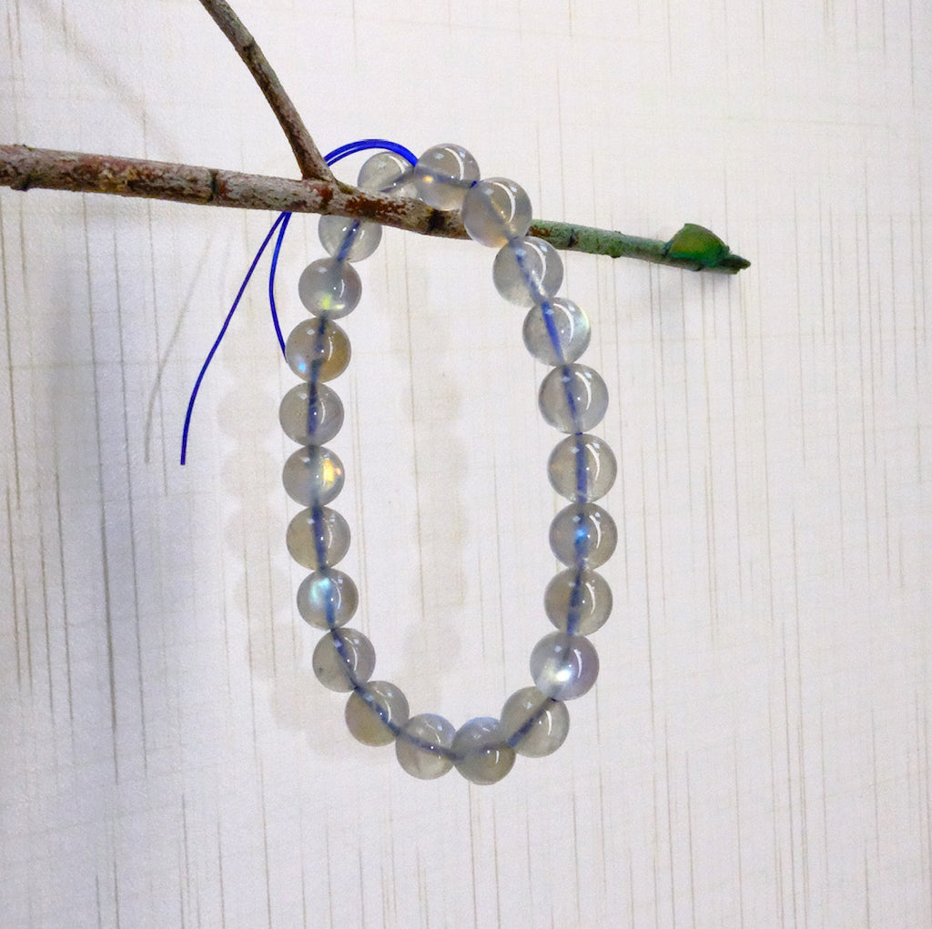 天然灰月光 拉長石（淨體七彩光）Labradorite 7.8-8.5mm