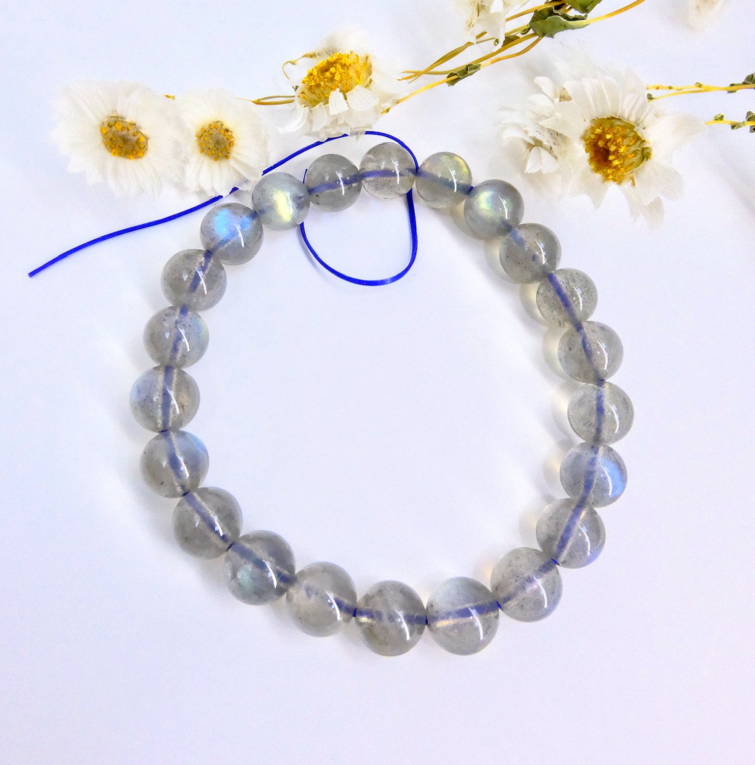 天然灰月光 拉長石（淨體七彩光）Labradorite 7.8-8.5mm