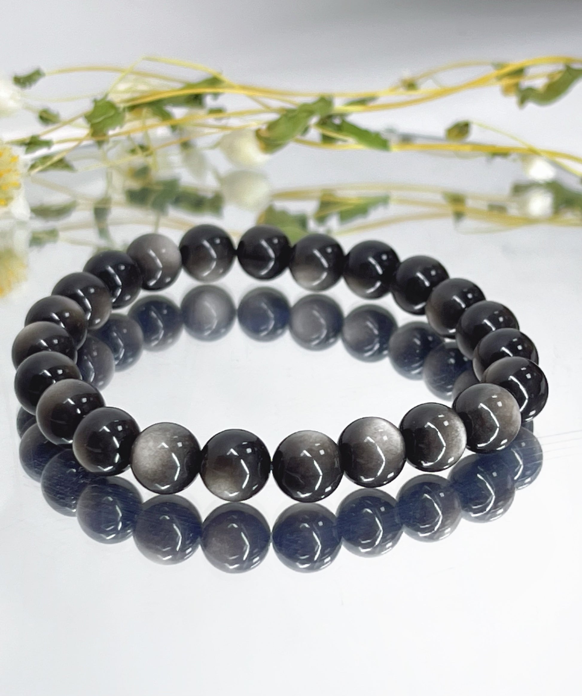 銀曜石 Silver Obsidian 8 mm