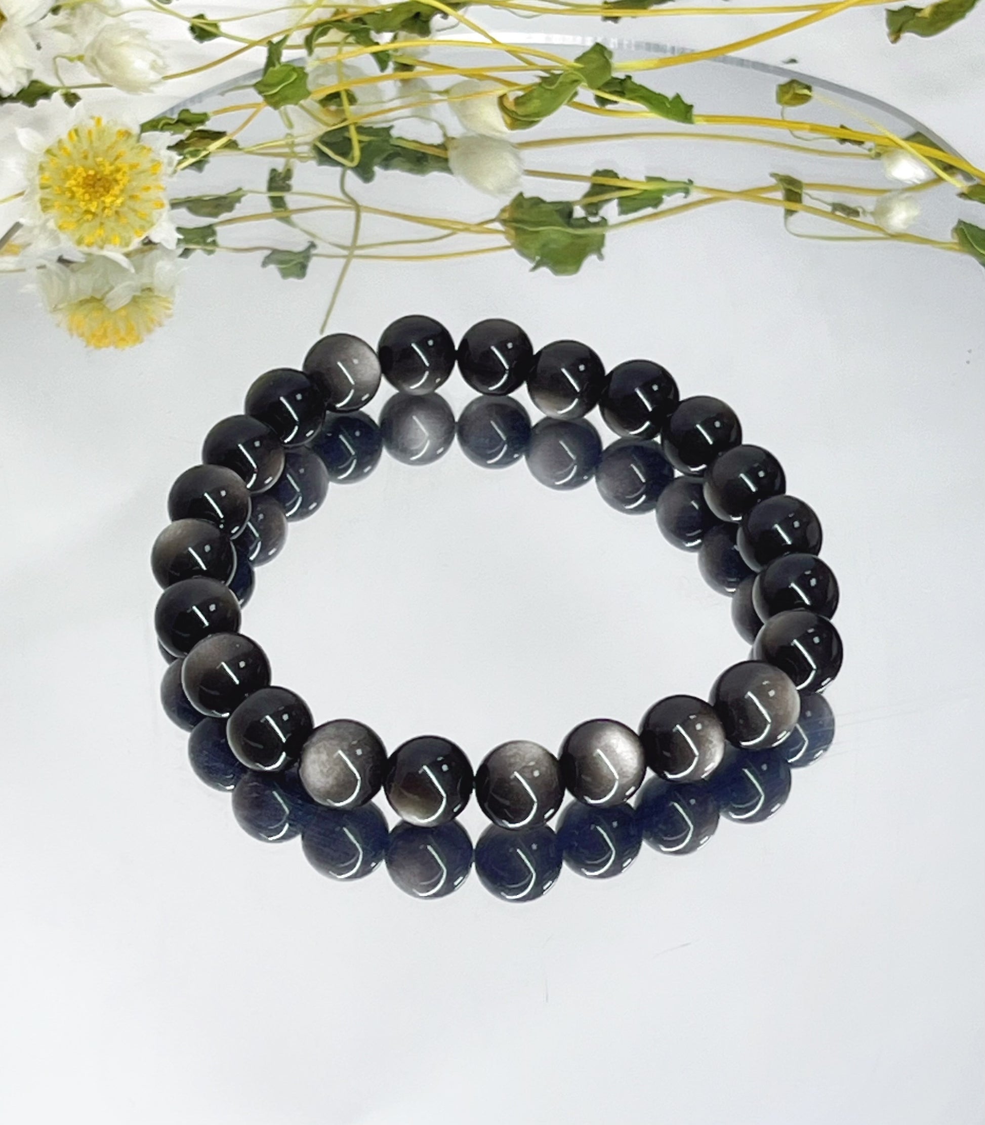 銀曜石 Silver Obsidian 8 mm
