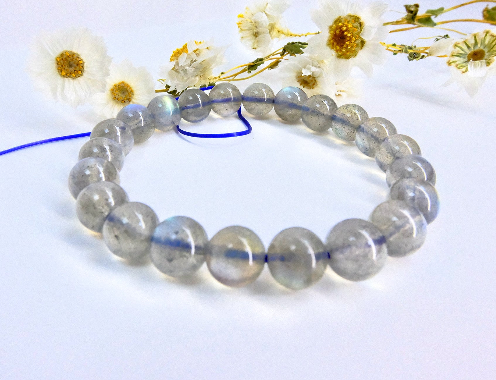 天然灰月光 拉長石（淨體七彩光）Labradorite 7.8-8.5mm