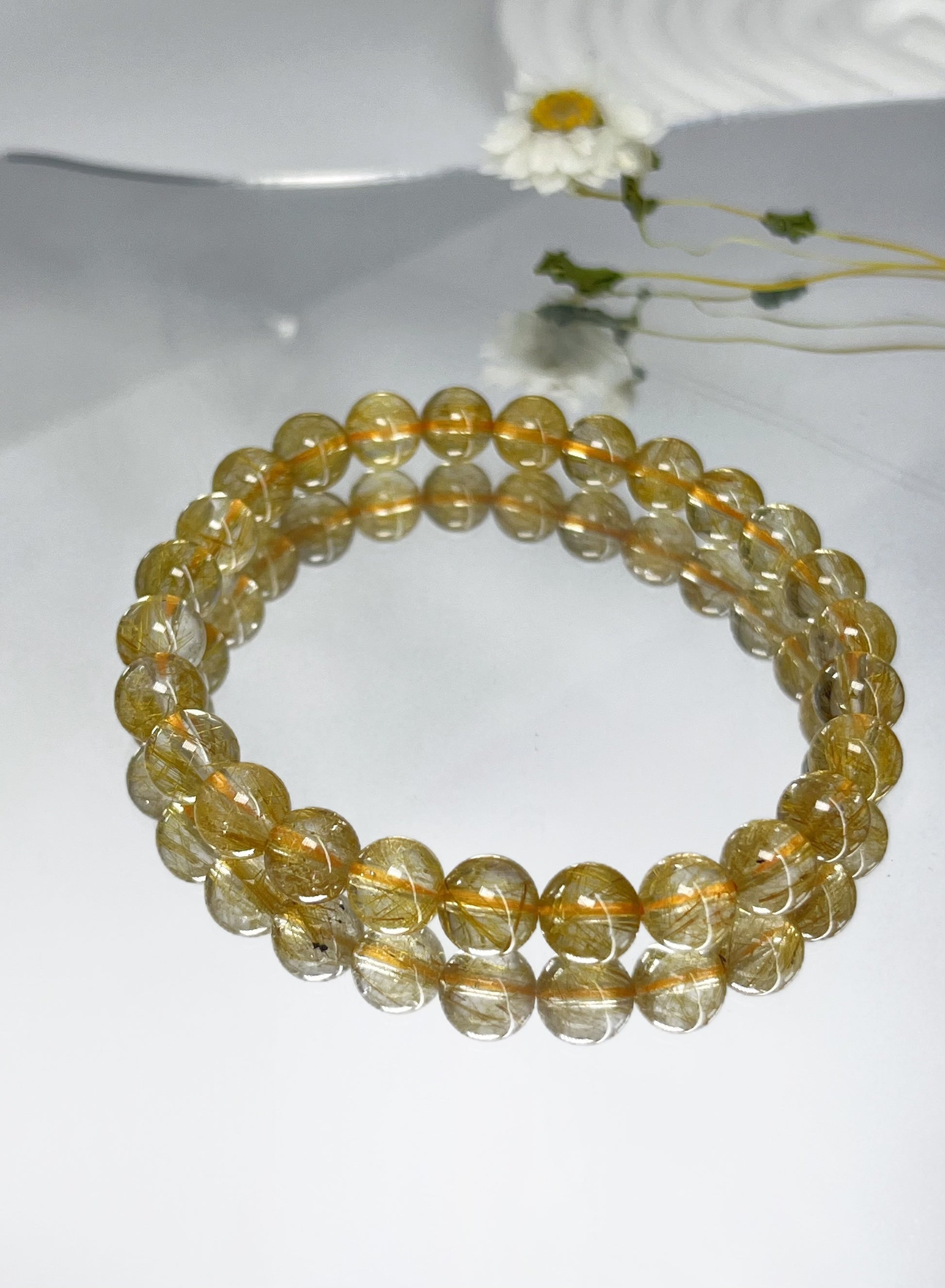 高品質天然銅發晶 Copper Rutilated Quartz 7-7.8mm