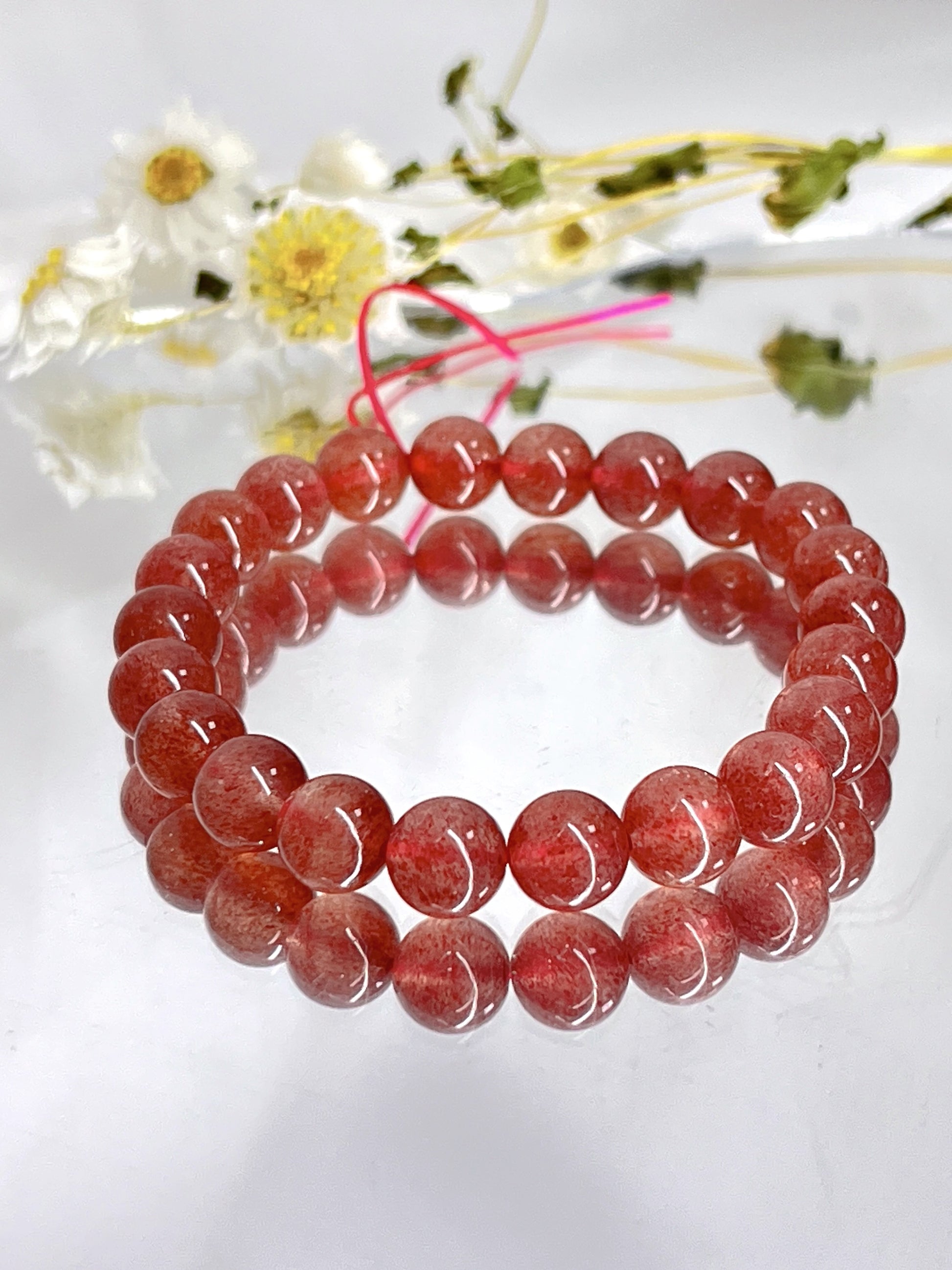 冰種草莓晶 Strawberry Quartz 8-8.8mm