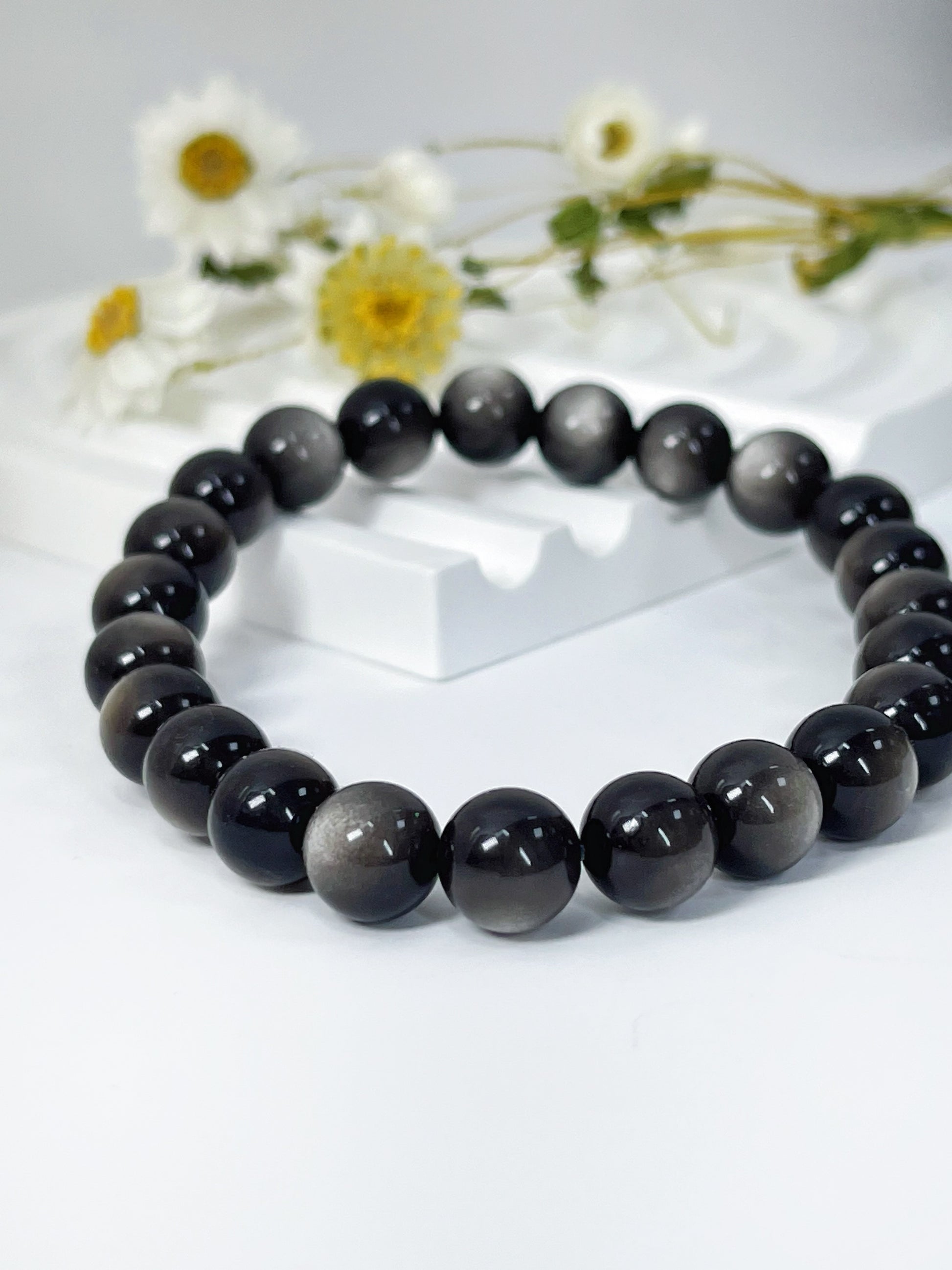 銀曜石 Silver Obsidian 8 mm