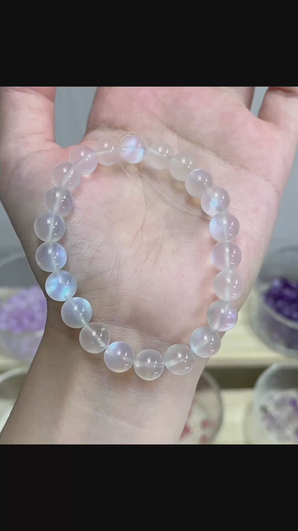 天然高級奶油體藍月光 水晶手鏈 月光石 Moonstone 7.8-8.8mm