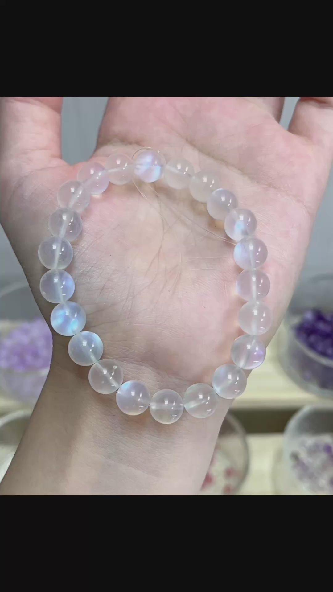 天然高級奶油體藍月光 水晶手鏈 月光石 Moonstone 7.8-8.8mm
