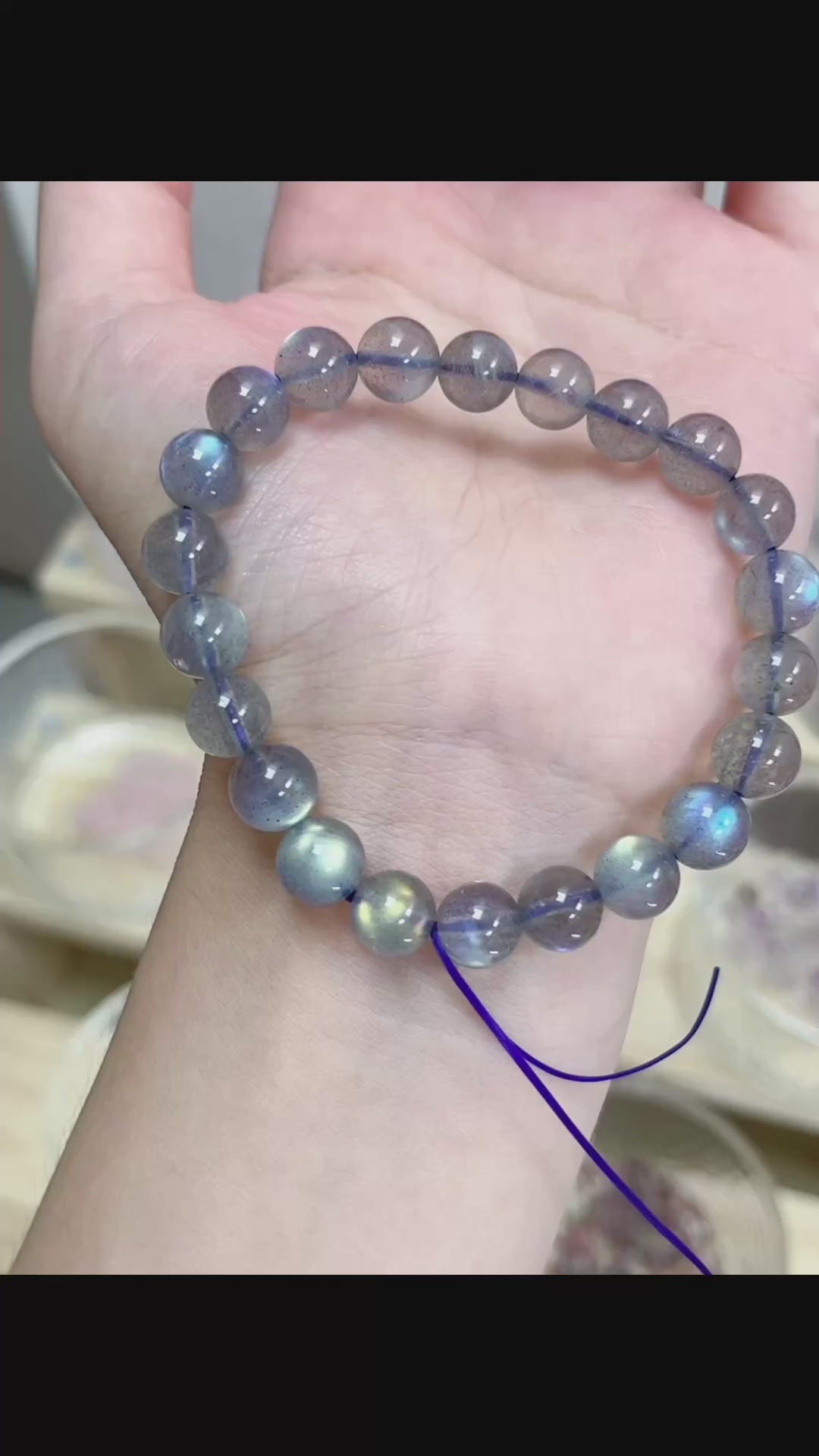 天然灰月光 拉長石（淨體七彩光）Labradorite 7.8-8.5mm